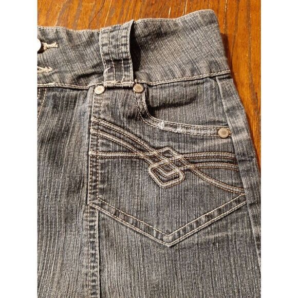 Juniors Jr Size 5 Rewind Blue Denim Blue Jean Midi Skirt Stretch Double Button - Picture 5 of 6